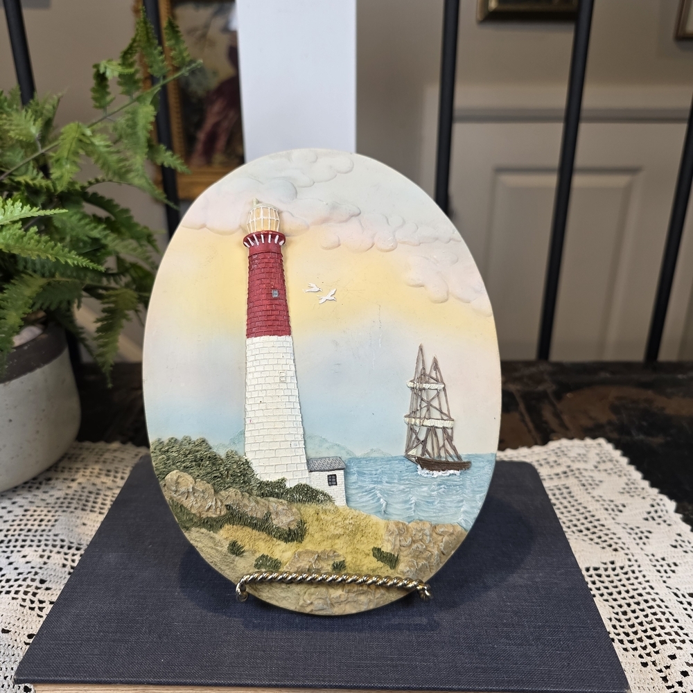 Barnegat Lighthouse NJ Barnegat Light 3D Resin Wall Plaque Shore Coastal Decor